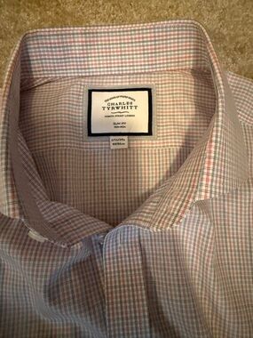 Charles Tyrwhitt Slim Fit Pink and White Checked Dress Shirt